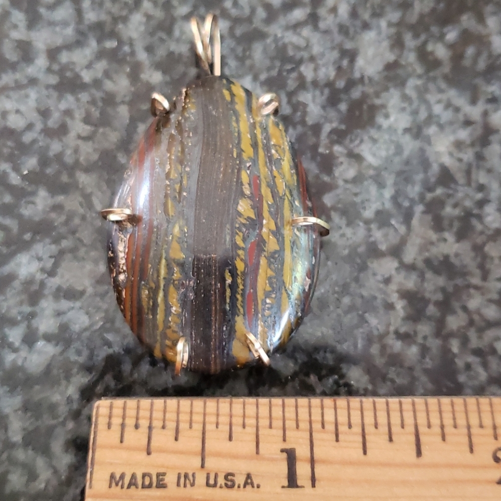 VTG artisan Tiger Eye pendant with gold color set - Picture 7 of 7